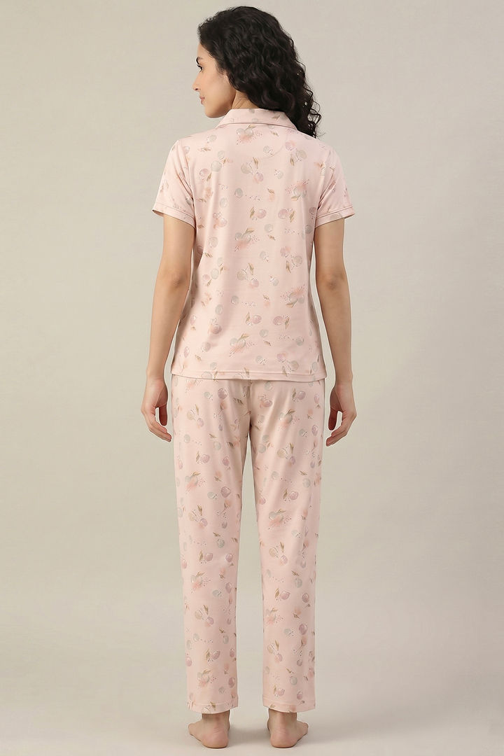 Zivame Beach Dreamer Knit Poly Pyjama Set - Soft Pink — image 4